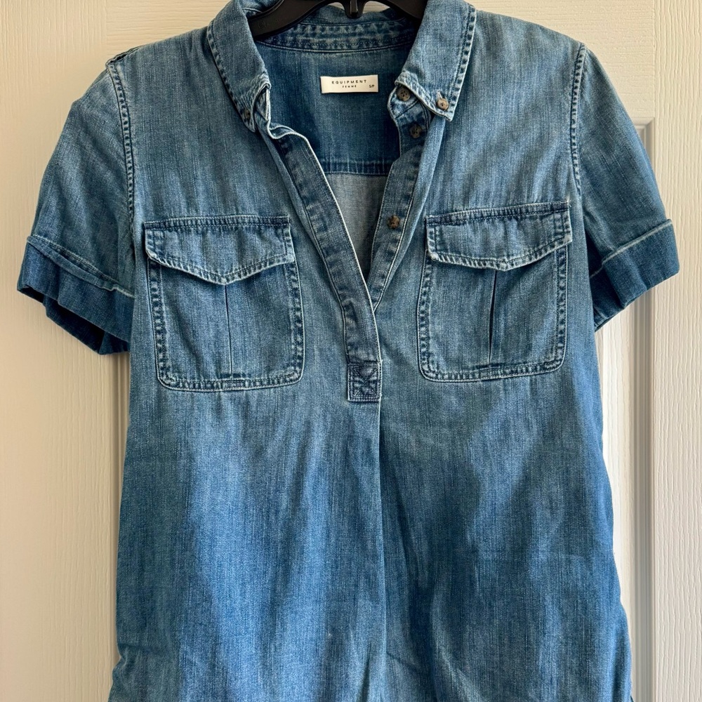 Equipment Indigo Denim Short Sleeve Shirt